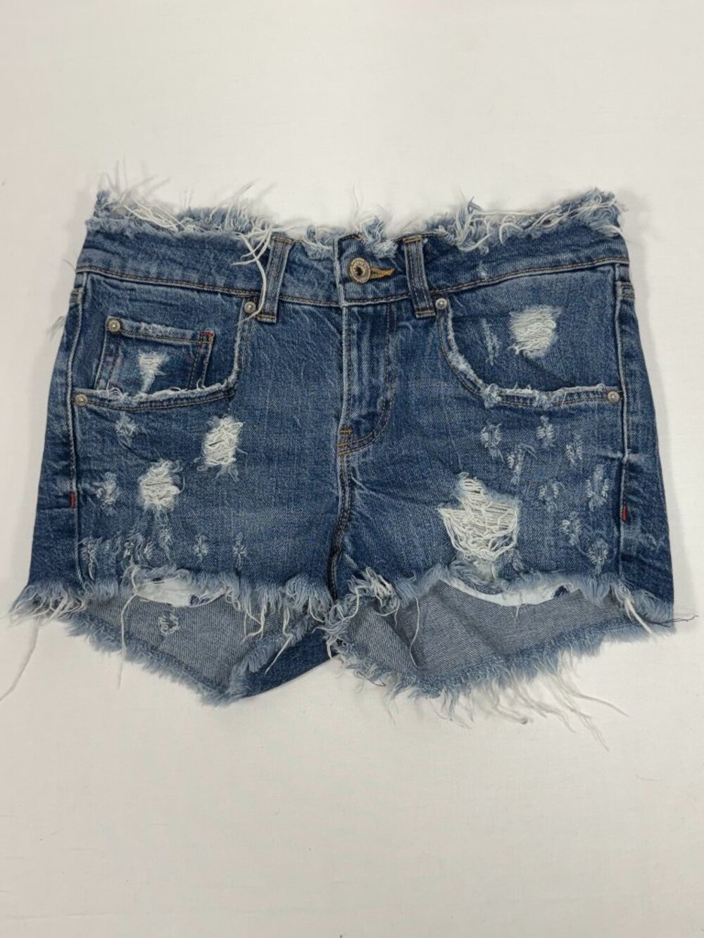 Distressed Cutoff Zara Trafaluc Denim Blue Jean Shorts Size 00